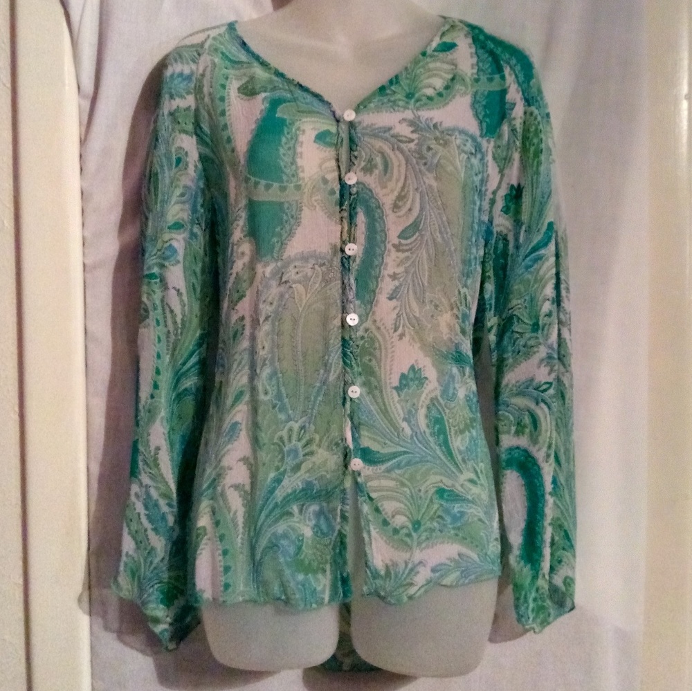 Coldwater creek sheer button up blouse